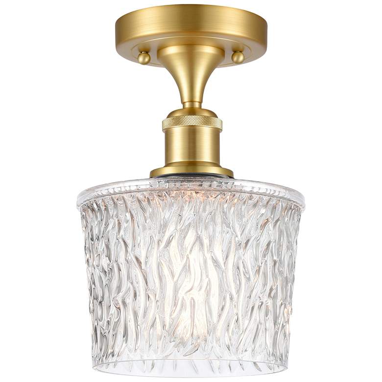 Image 1 Niagra 6.5" Wide Satin Gold Semi Flush Mount w/ Clear Shade