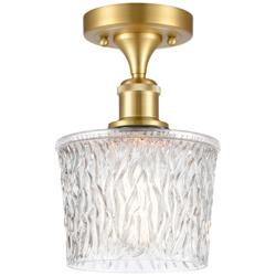 Niagra 6.5" Wide Satin Gold Semi Flush Mount w/ Clear Shade