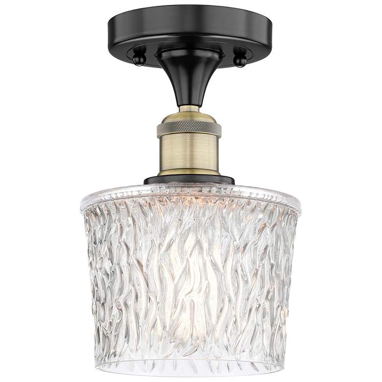 Image 1 Niagra 6.5"W Black Antique Brass Semi.Flush Mount With Clear Glass Sha