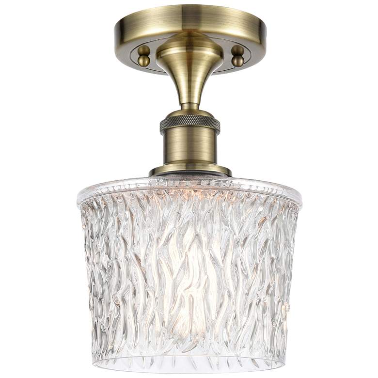 Image 1 Niagra 7" LED Semi-Flush Mount - Antique Brass - Clear Shade
