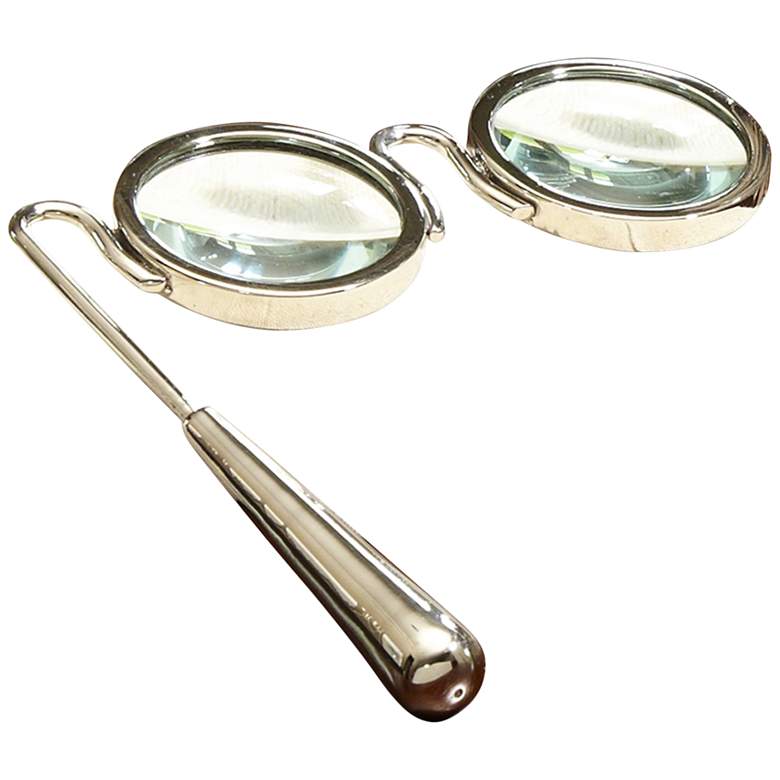 Image 2 Nickel Decorative Lorgnette Magnifying Glass