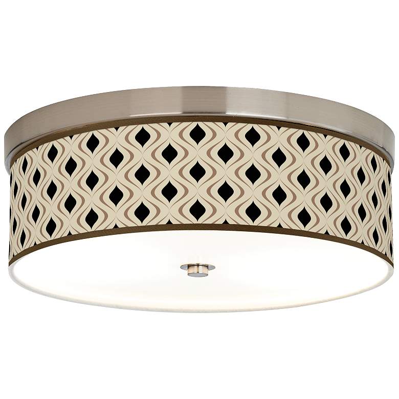 Image 1 Nickel Finish 14 inch Wide Ceiling Light with Opaque Shade