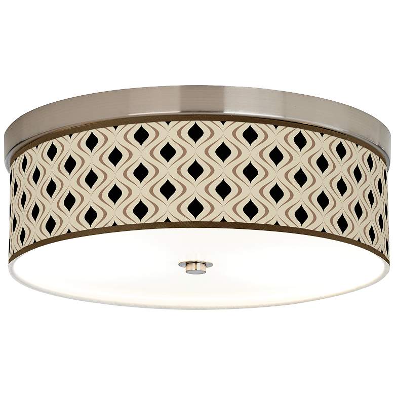Image 1 Nickel Finish 14" Wide Ceiling Light with Opaque Shade