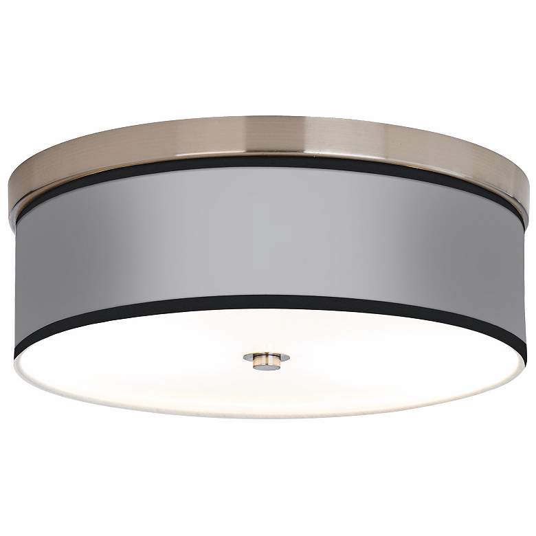 Image 1 Nickel Finish 14" Wide Ceiling Light with Opaque Shade