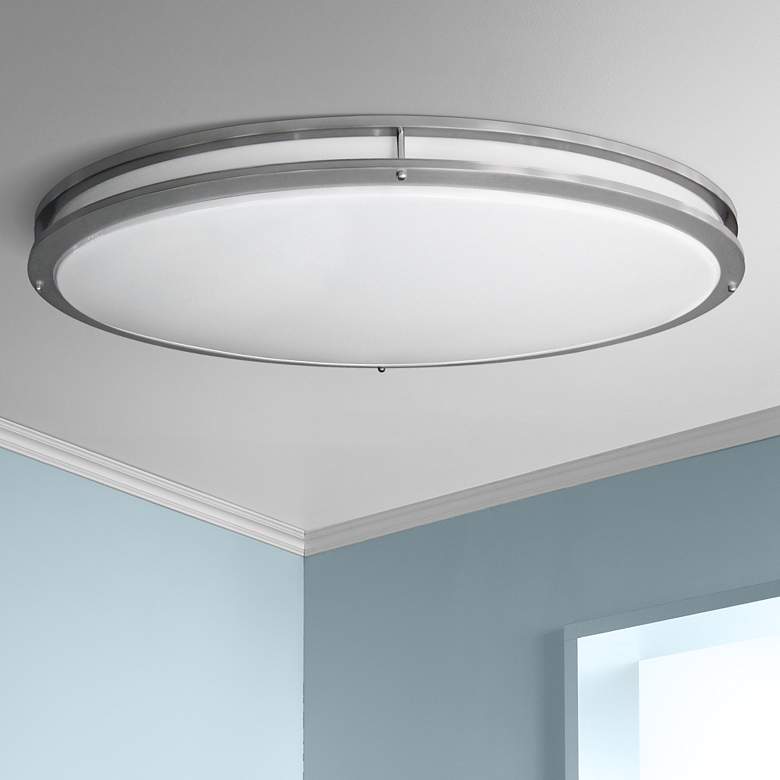 Image 1 Nickel Oval 32 1/2 inch Wide 4707 Lumen LED Ceiling Light