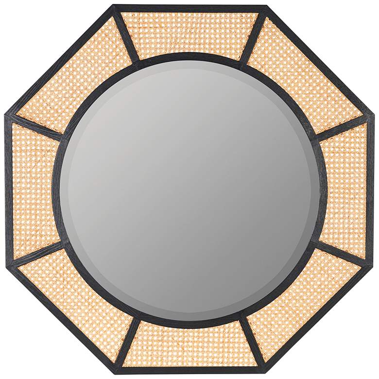 Image 2 Nicki Black and Natural Cane 38" Octagon Wall Mirror