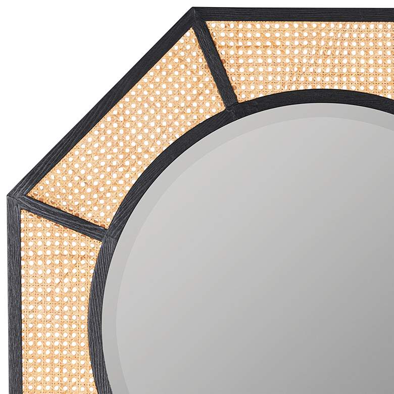 Image 3 Nicki Black and Natural Cane 38" Octagon Wall Mirror more views