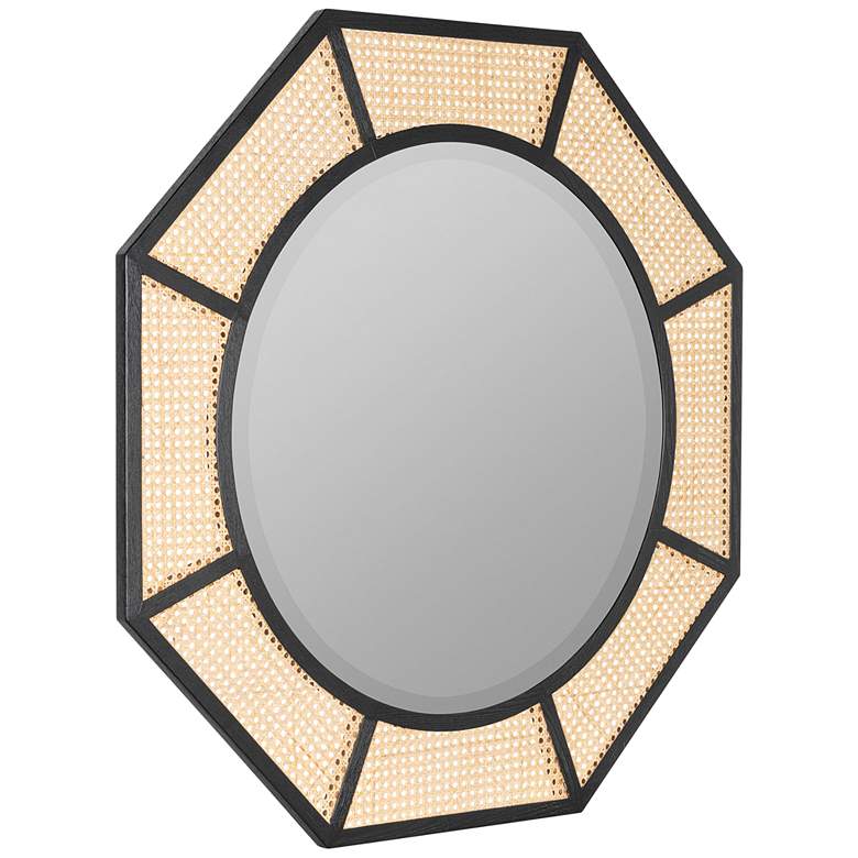 Image 4 Nicki Black and Natural Cane 38" Octagon Wall Mirror more views