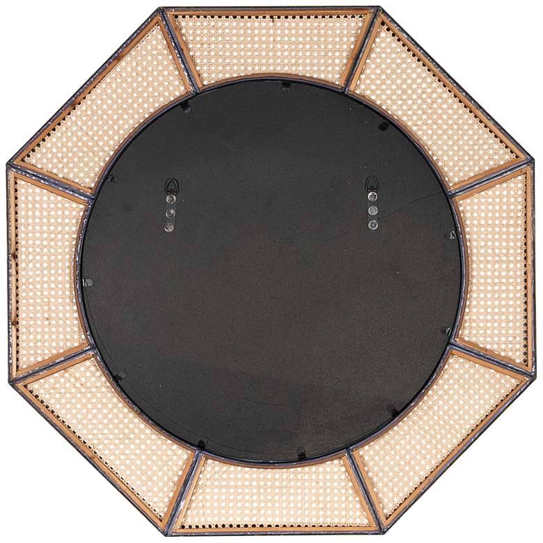 Image 5 Nicki Black and Natural Cane 38 inch Octagon Wall Mirror more views