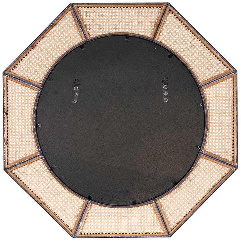 Image 5 Nicki Black and Natural Cane 38" Octagon Wall Mirror more views