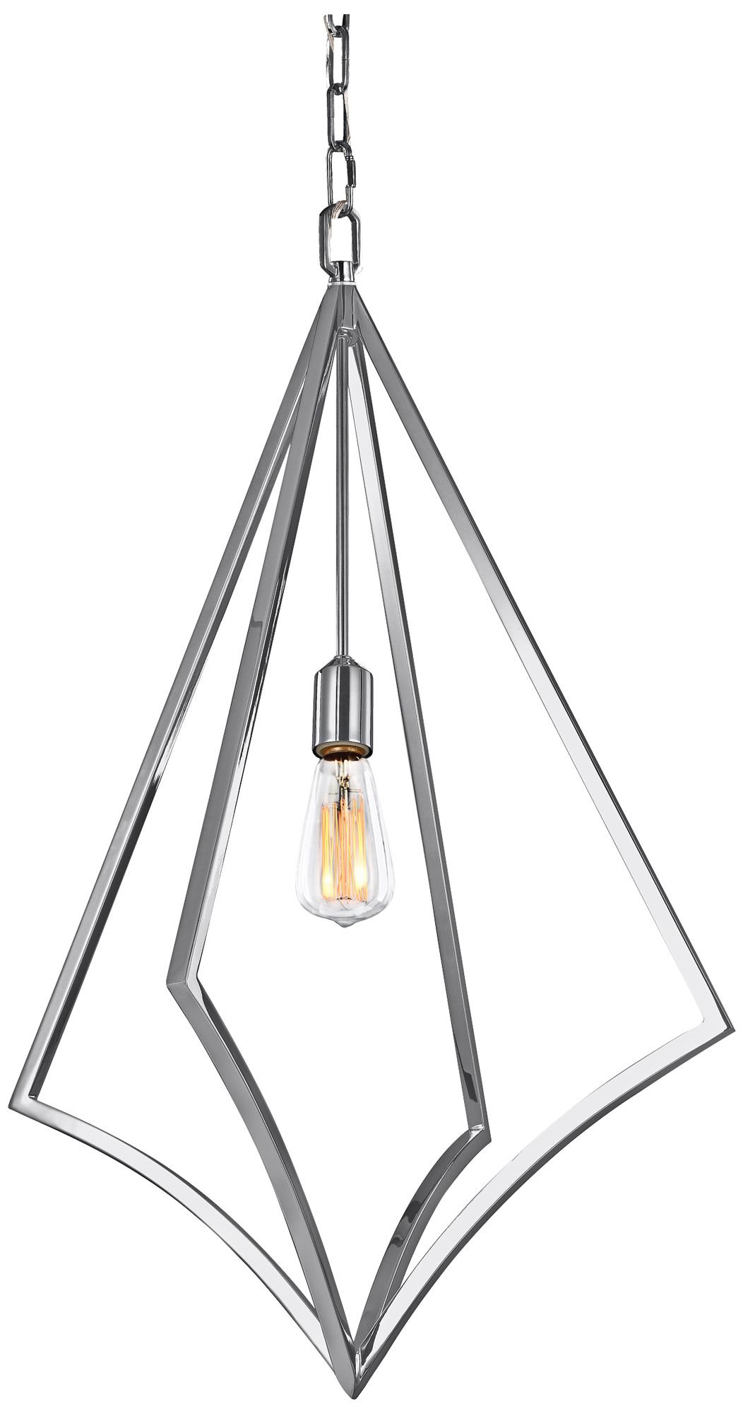 Nico 19" Wide Chrome 1-Light Open-Diamond Pendant