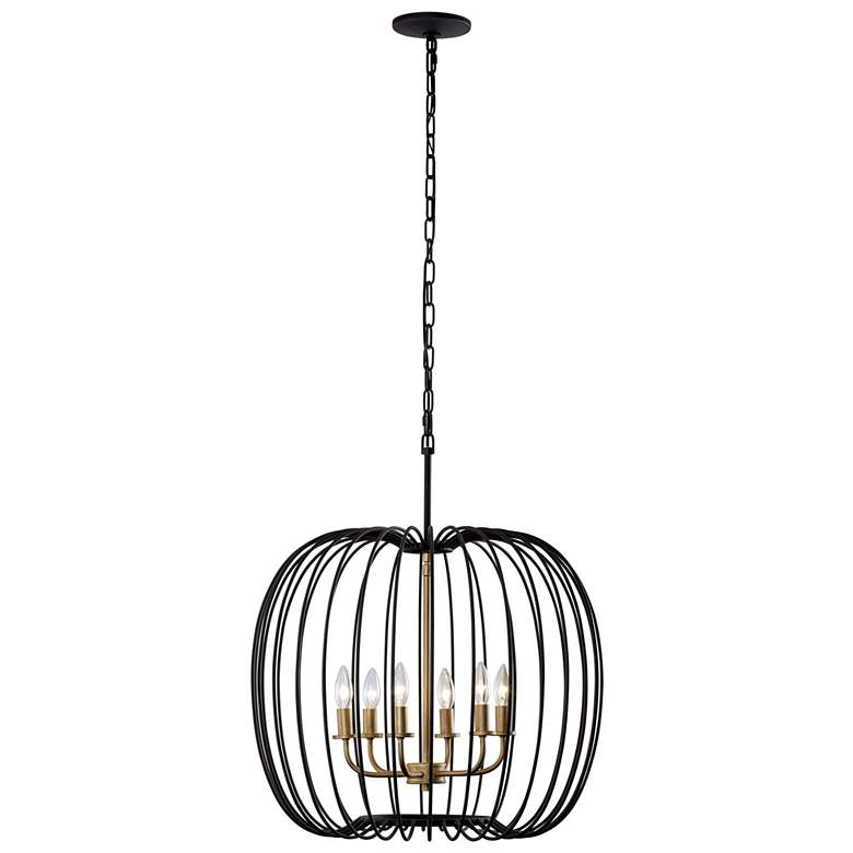 Image 1 Nico 6-Lt Pendant - Carbon & Havana Gold