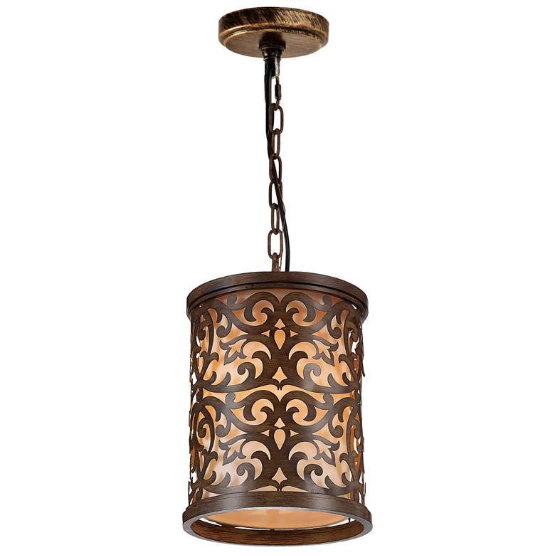 Image 1 Nicole 1 Light Drum Shade Mini Pendant With Brushed Chocolate Finish