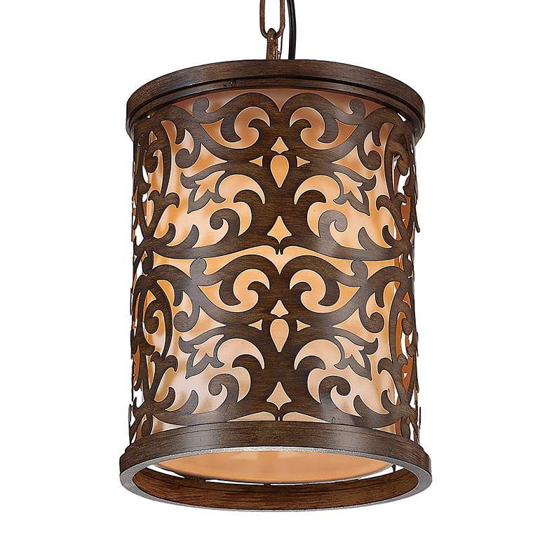 Image 2 Nicole 1 Light Drum Shade Mini Pendant With Brushed Chocolate Finish more views