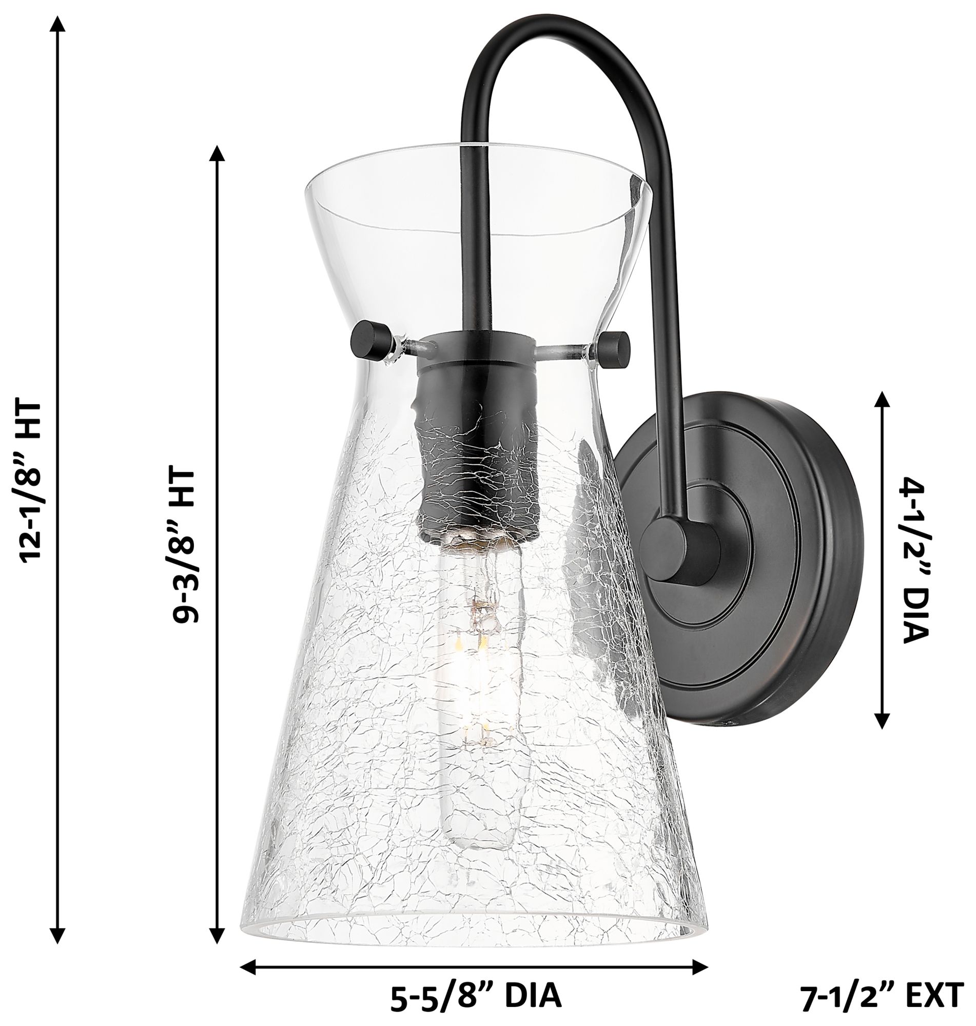 Image 5 Nicole 12" High Matte Black Armed Sconce with Clear Shade more views