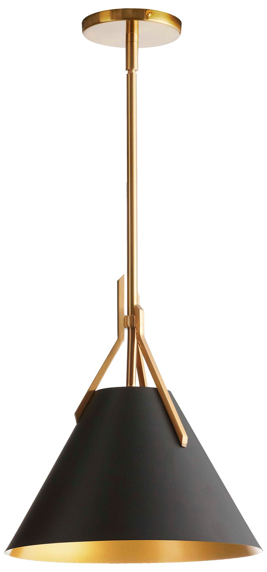 Image 2 Nicole 12" Wide Aged Brass Pendant With Black And Gold Metal Shade