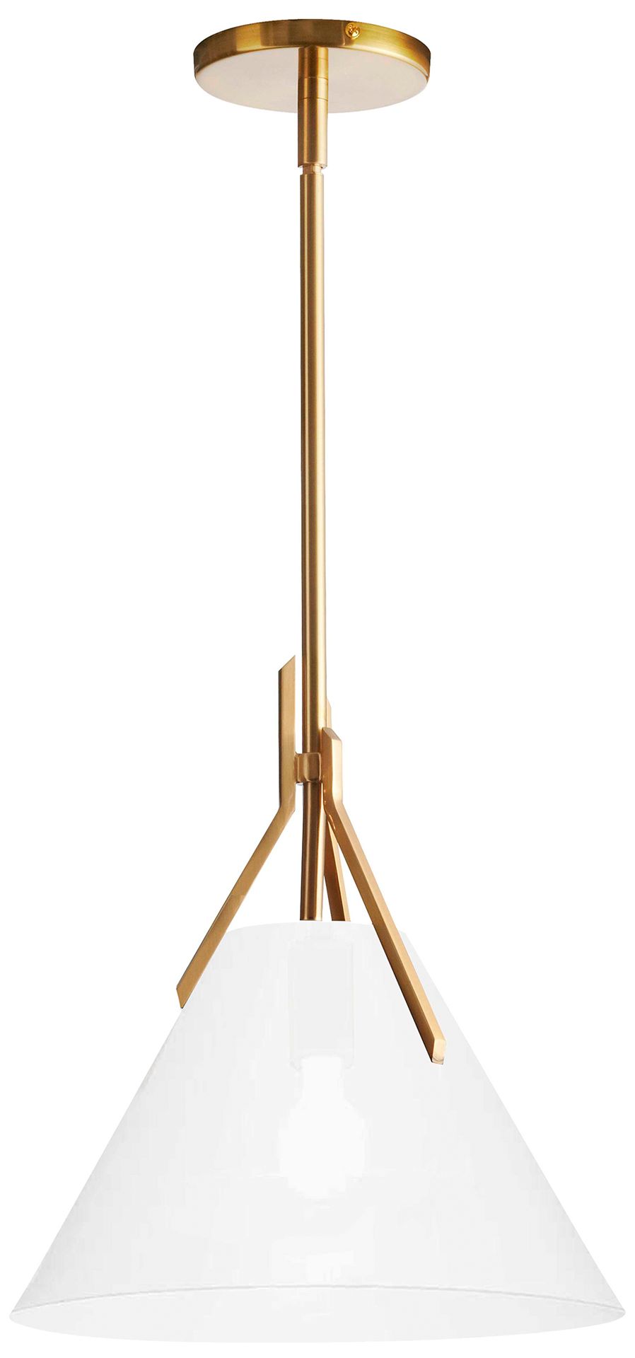 Nicole 12" Wide Aged Brass Pendant With White Opal Glass