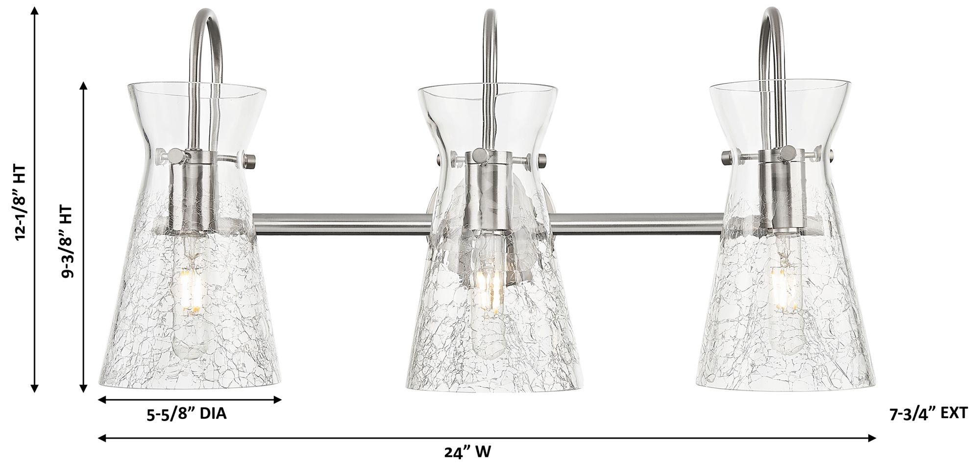 Image 5 Nicole 24"W 3-Light Brushed Satin Nickel Bath Vanity Light w/ Clear Shade more views