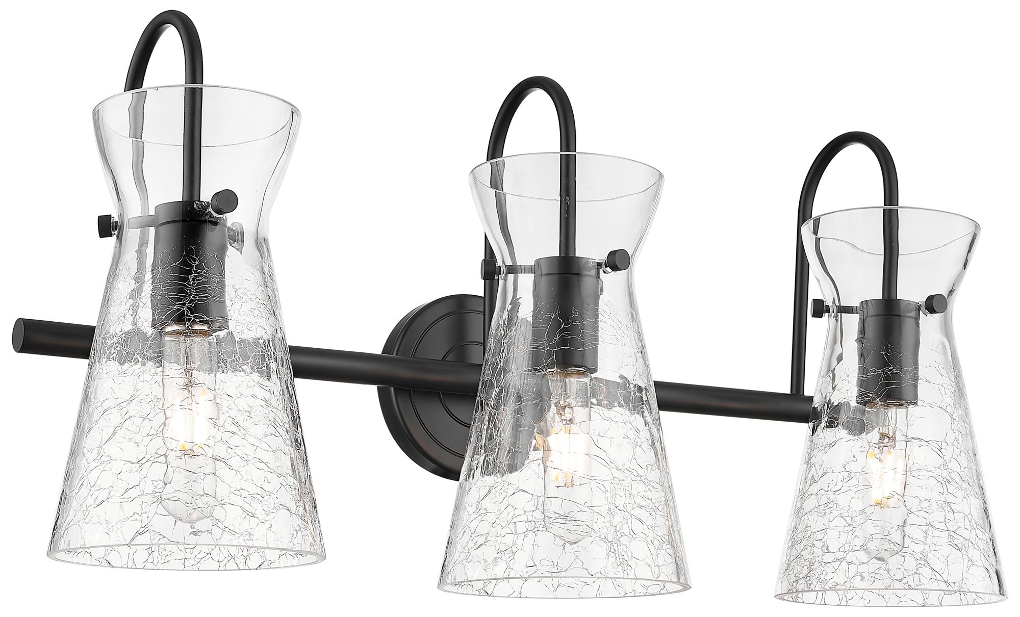 Image 2 Nicole 24" Wide 3-Light Matte Black Bath Vanity Light with Clear Shade more views