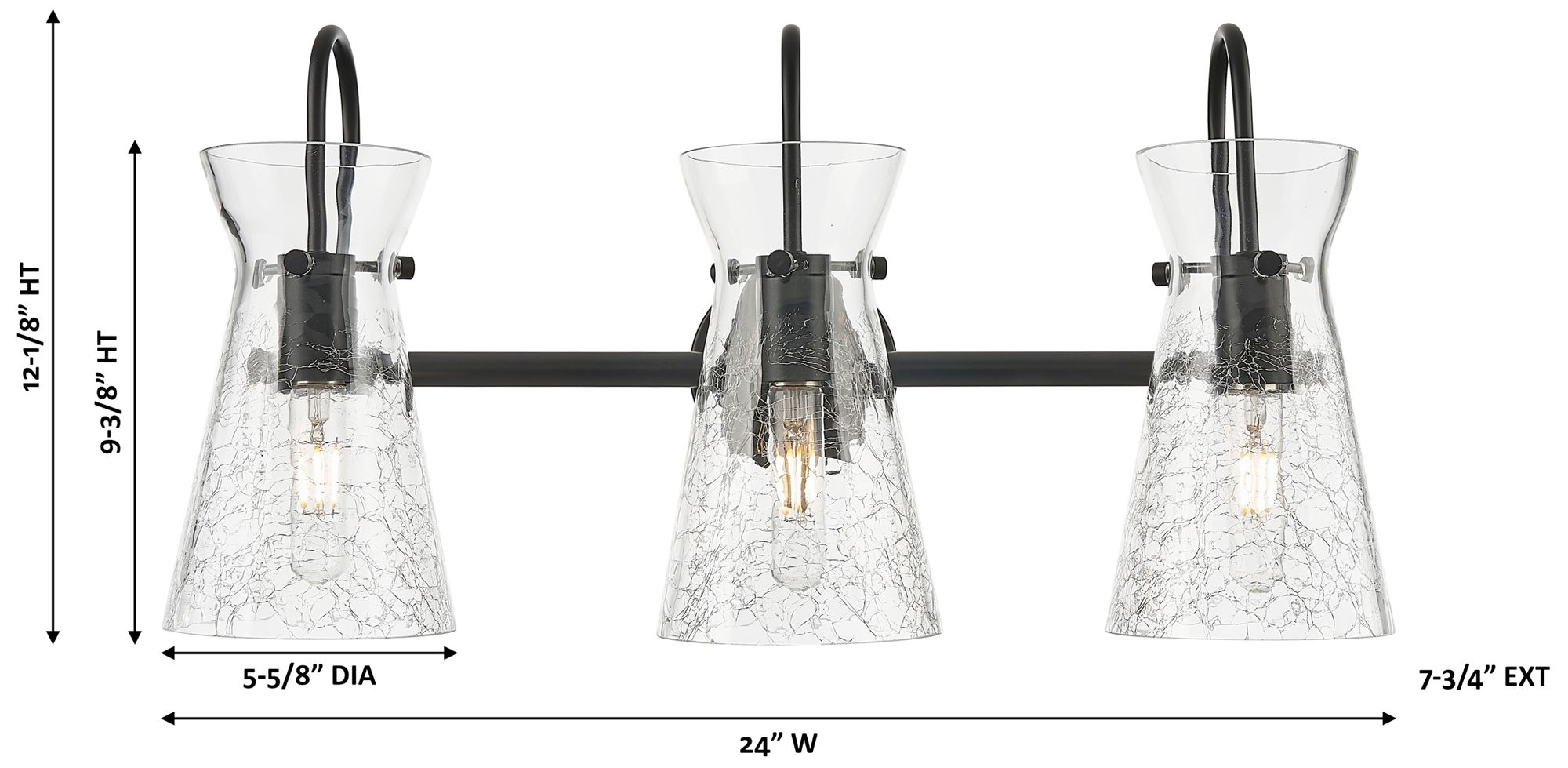 Image 5 Nicole 24" Wide 3-Light Matte Black Bath Vanity Light with Clear Shade more views