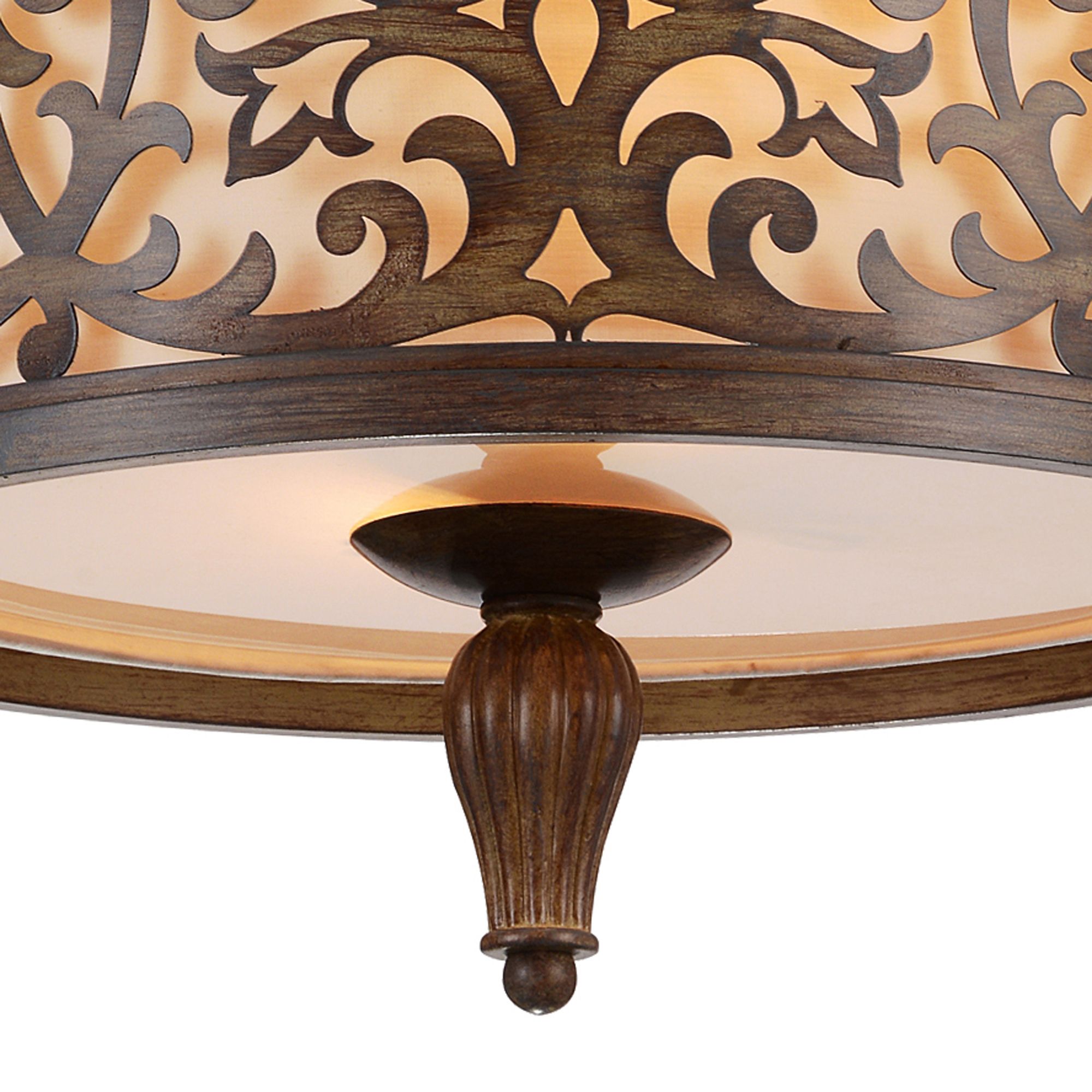 Image 3 Nicole 3 Light 14in Brushed Chocolate Drum Shade Flush Mount more views