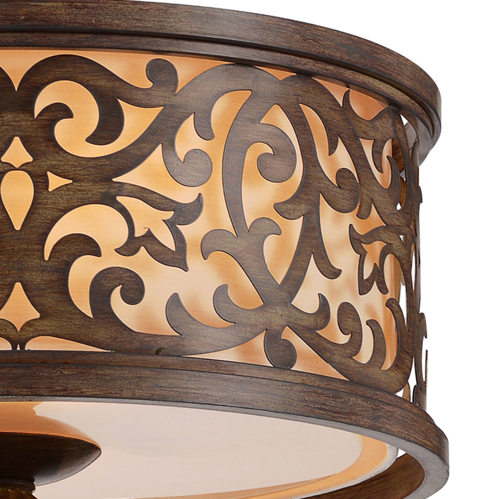 Image 4 Nicole 3 Light 14in Brushed Chocolate Drum Shade Flush Mount more views