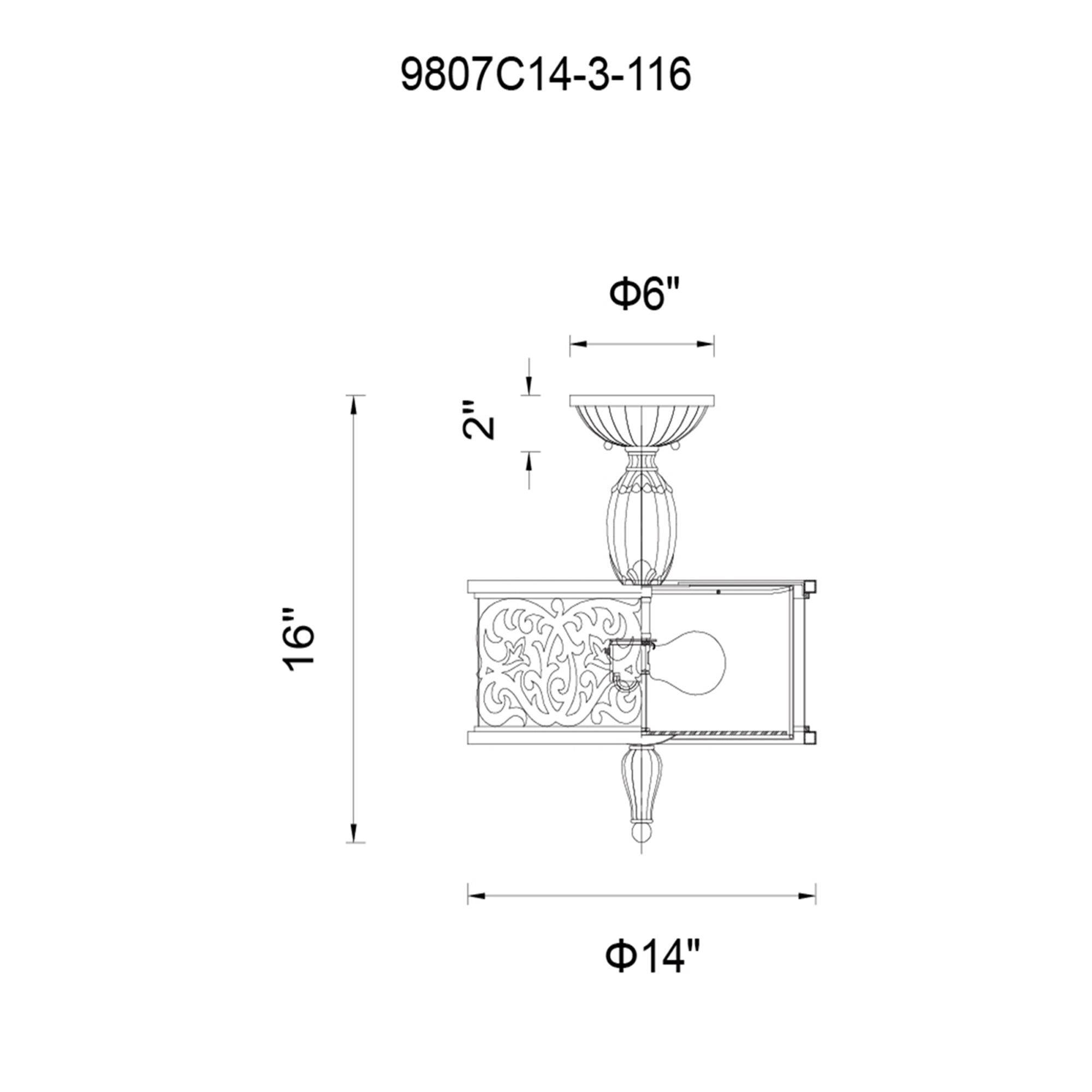Image 6 Nicole 3 Light 14in Brushed Chocolate Drum Shade Flush Mount more views