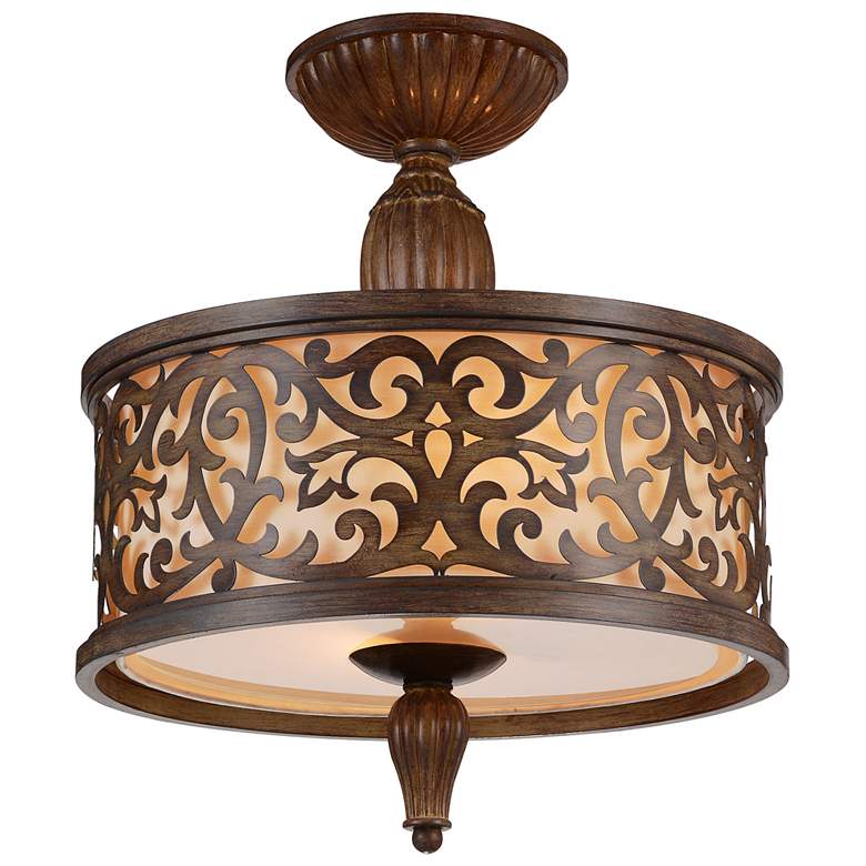 Image 1 Nicole 3 Light Drum Shade Flush Mount With Brushed Chocolate Finish