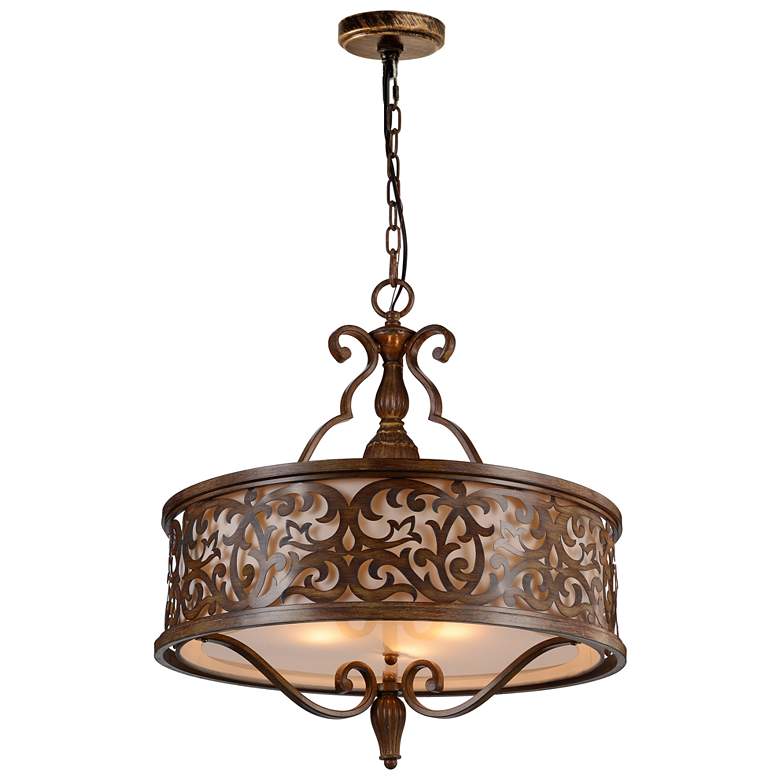Image 1 Nicole 5 Light Drum Shade Chandelier With Brushed Chocolate Finish