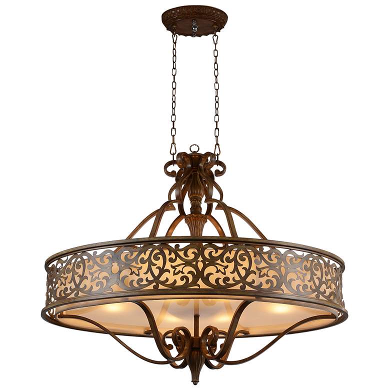 Image 1 Nicole 6 Light Drum Shade Chandelier With Brushed Chocolate Finish