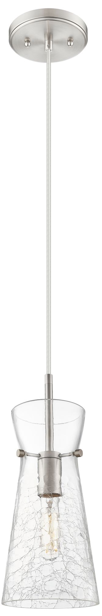 Nicole 6" Wide Brushed Satin Nickel Cord Hung Pendant with Clear Shade