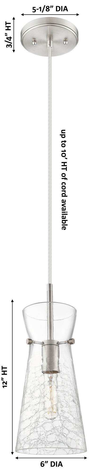 Image 4 Nicole 6" Wide Brushed Satin Nickel Cord Hung Pendant with Clear Shade more views