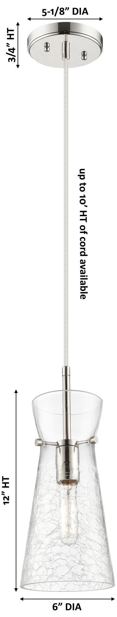 Image 4 Nicole 6" Wide Polished Nickel Cord Hung Pendant with Clear Shade more views