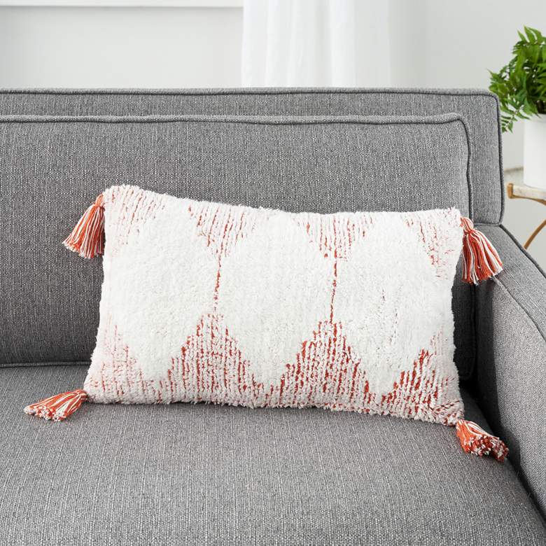 Image 1 Nicole Curtis Rust Woven Triangles 20" x 12" Throw Pillow