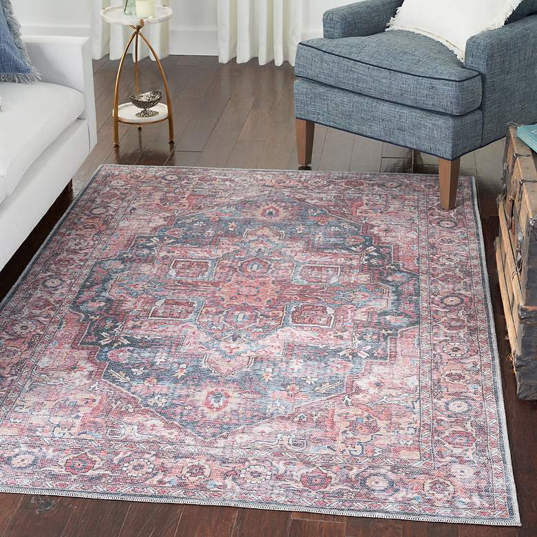 Image 1 Nicole Curtis Series 1 SR101 4&#39;x6&#39; Brick Red Blue Area Rug