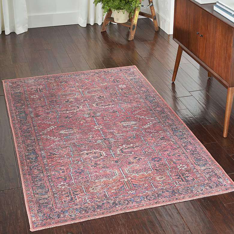 Image 1 Nicole Curtis Series 1 SR102 4'x6' Brick Red Navy Area Rug
