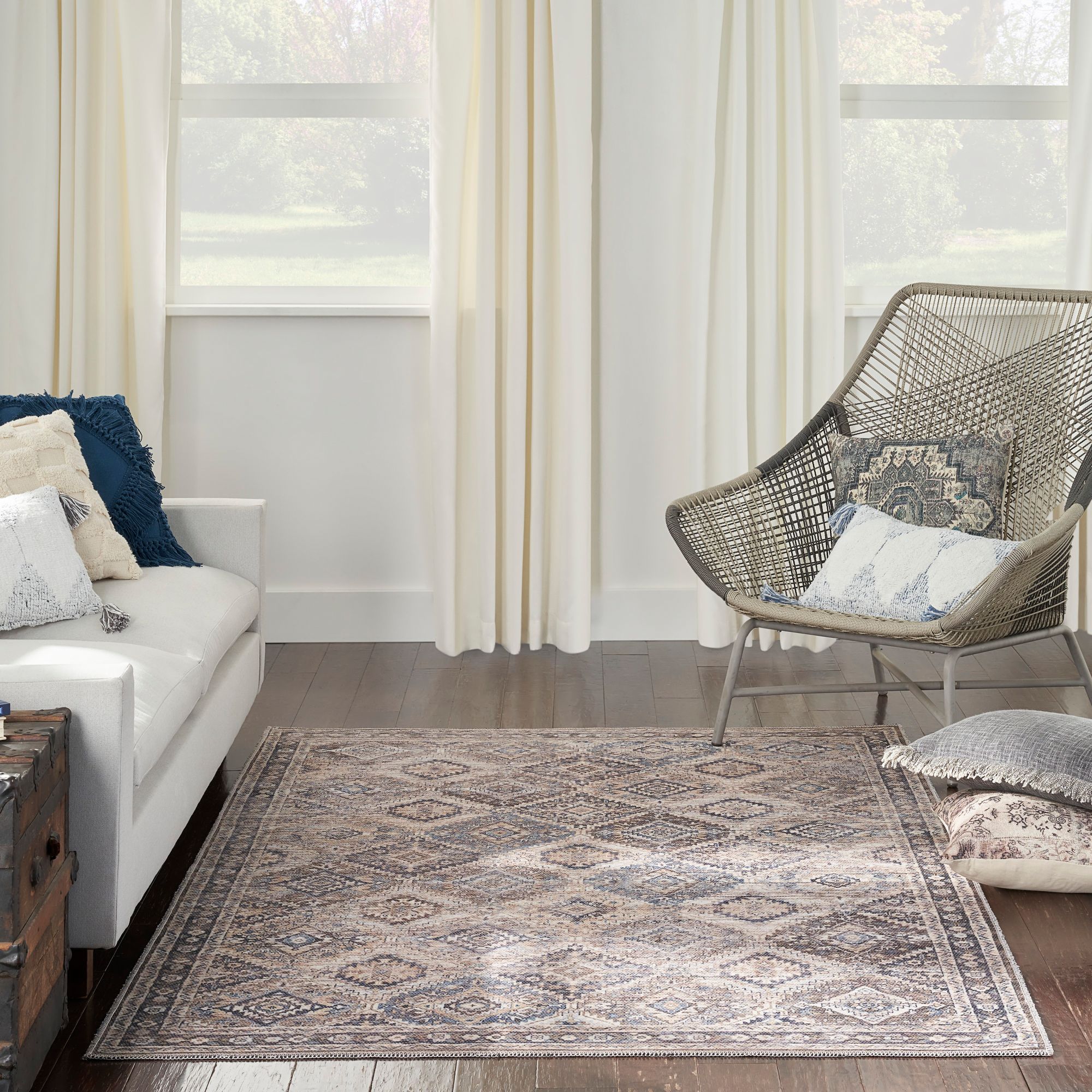 Nicole Curtis Series 1 SR103 4'x6' Ivory Brown Area Rug