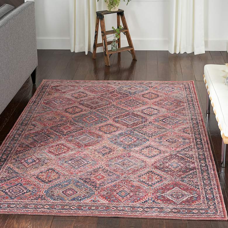 Image 1 Nicole Curtis Series 1 SR103 5&#39;3 inchx7&#39;3 inch Red Navy Area Rug