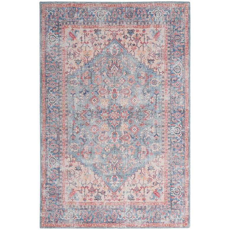 Image 2 Nicole Curtis Series 1 SR104 4'x6' Blue Red Area Rug