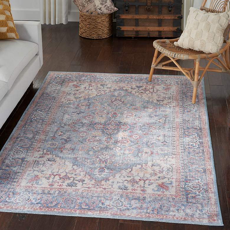 Image 1 Nicole Curtis Series 1 SR104 4'x6' Blue Red Area Rug
