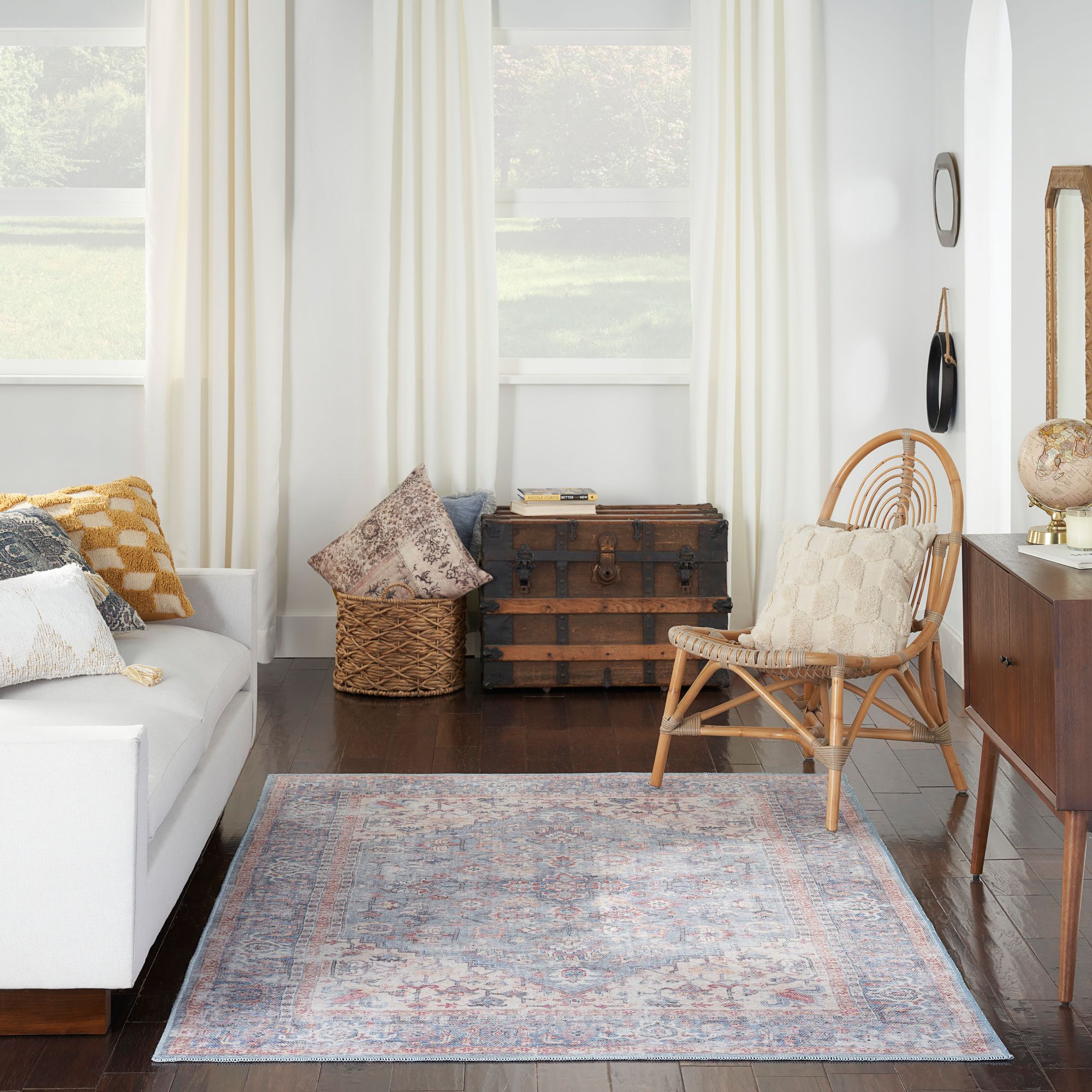 Nicole Curtis Series 1 SR104 4'x6' Blue Red Area Rug