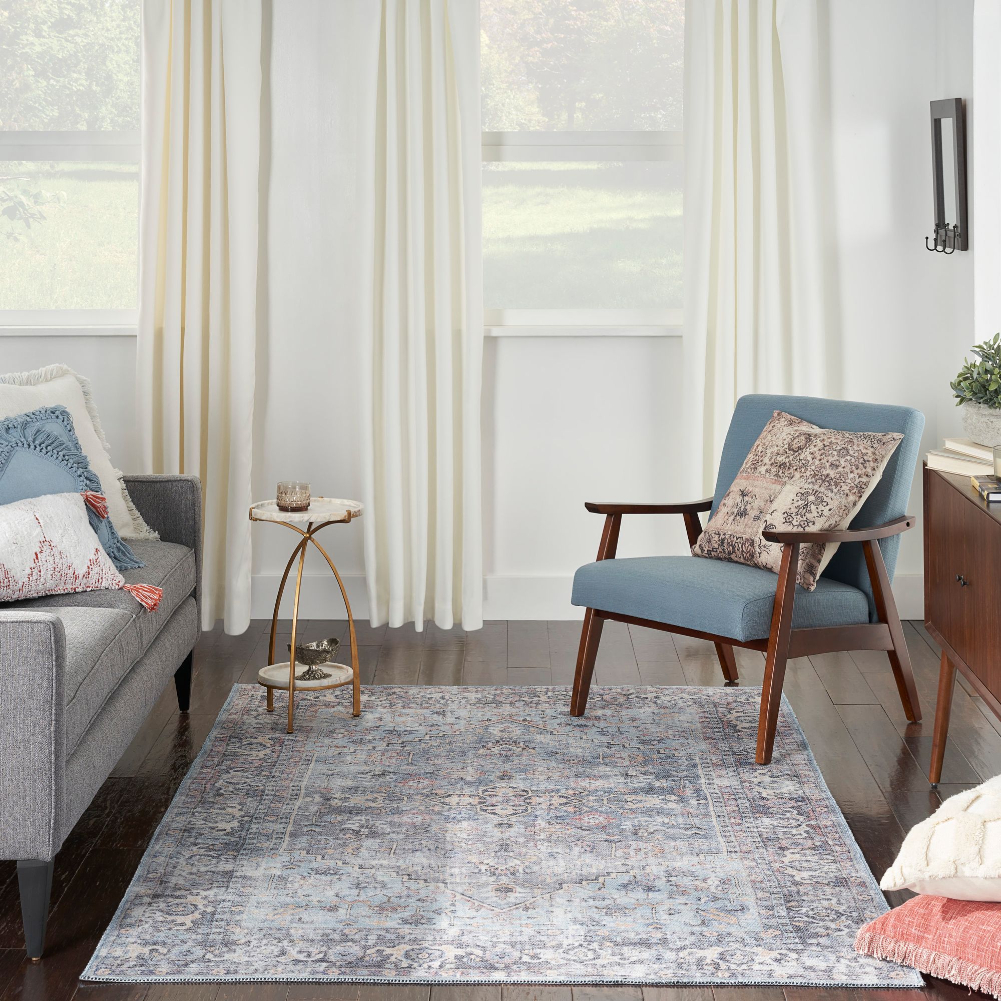 Nicole Curtis Series 1 SR104 5'3"x7'3" Light Gray Blue Ru