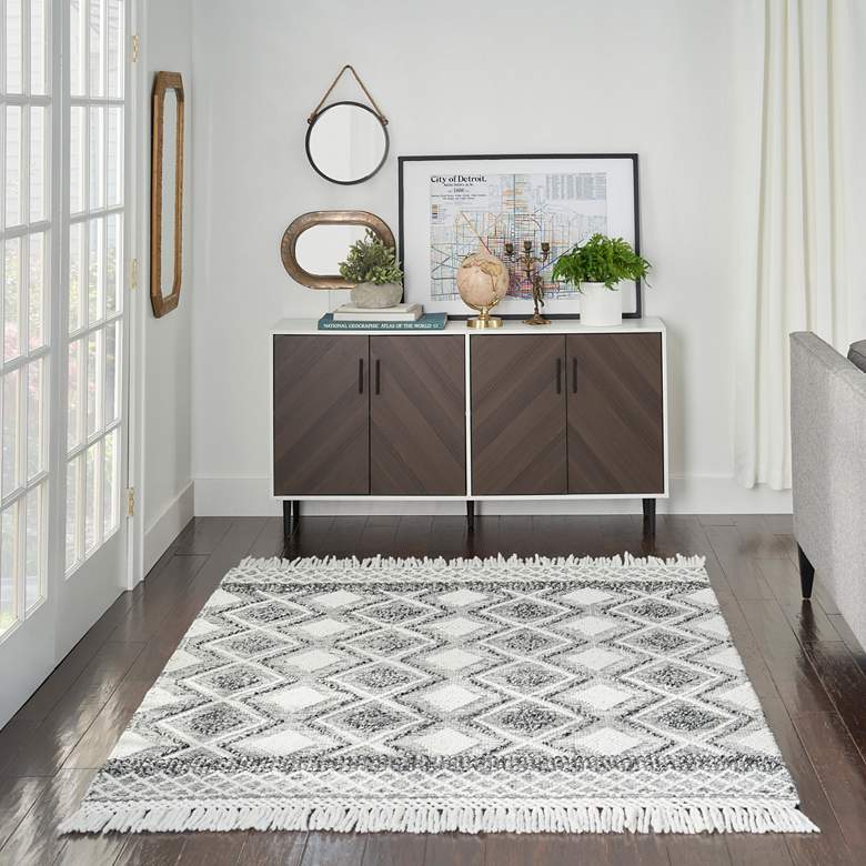Image 1 Nicole Curtis Series 3 SR301 5'3"x7'6" Gray Ivory Area Ru