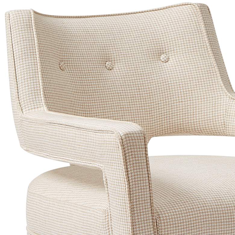 Image 3 Nicoli Cream Houndstooth Fabric Tufted Accent Chair more views