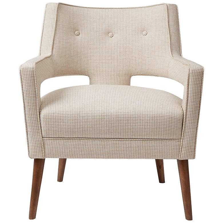 Image 5 Nicoli Cream Houndstooth Fabric Tufted Accent Chair more views