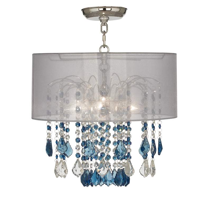 Image 1 Nicolli Blue 16 inch Wide Sheer Silver Crystal Ceiling Light