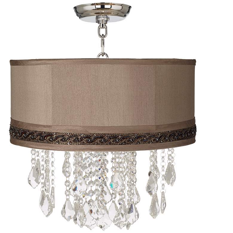 Image 1 Nicolli Clear 16 inch Wide Morell Silver Crystal Ceiling Light