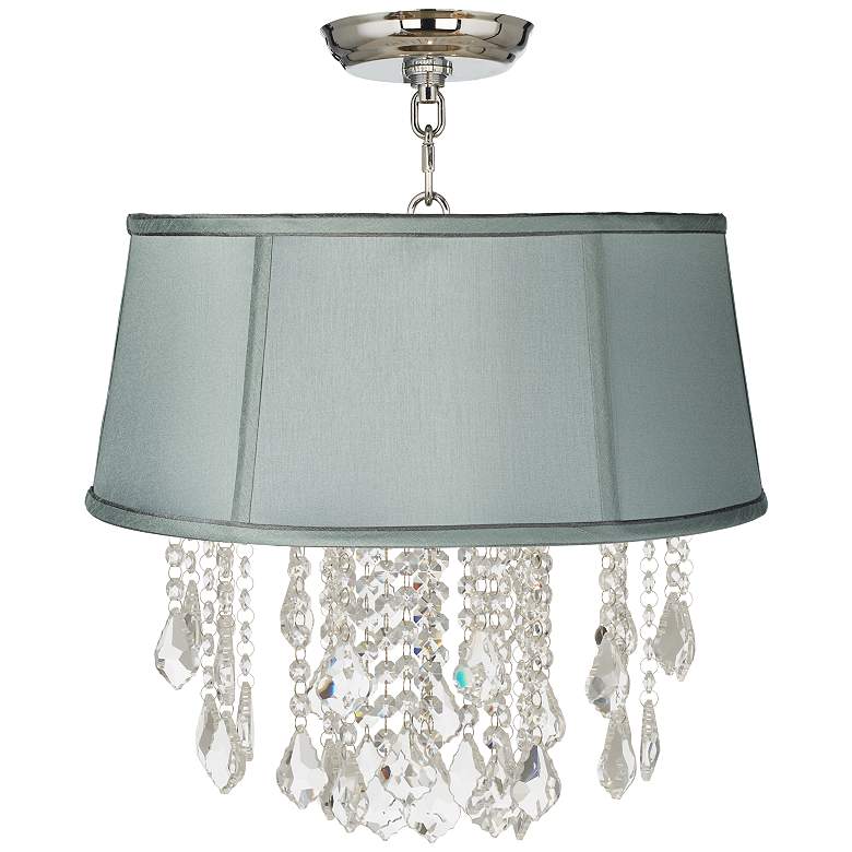 Image 1 Nicolli Clear 16 inch Wide Spa Blue Crystal Ceiling Light