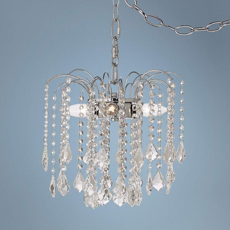 Image 1 Nicolli Clear Crystal 12 inch 4-Light Plug-In Swag Chandelier