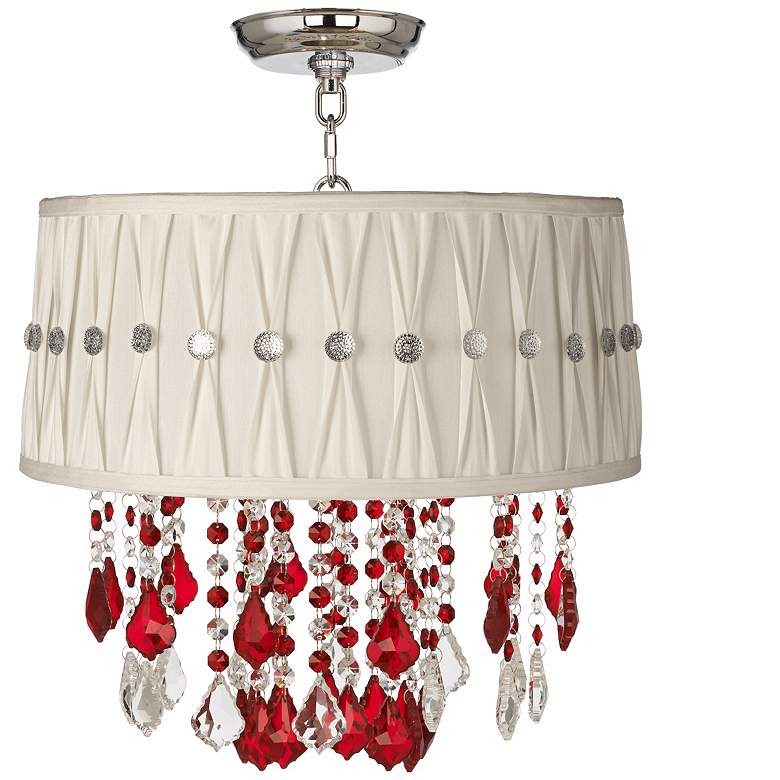 Image 1 Nicolli Red 16 inch Wide Pinch Pleat Crystal Ceiling Light